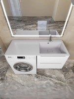 Раковина над стиральной машиной Uperwood Cosmos Quartz 120 см, правая, крыло слева, жасмин