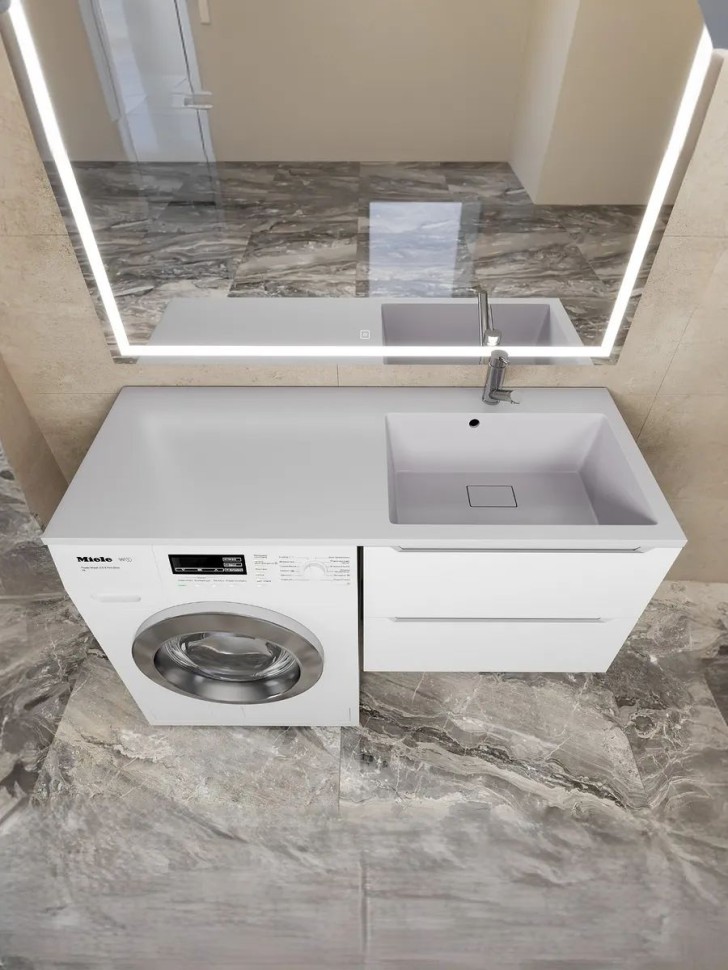 Раковина над стиральной машиной Uperwood Cosmos Quartz 120 см, правая, крыло слева, жасмин