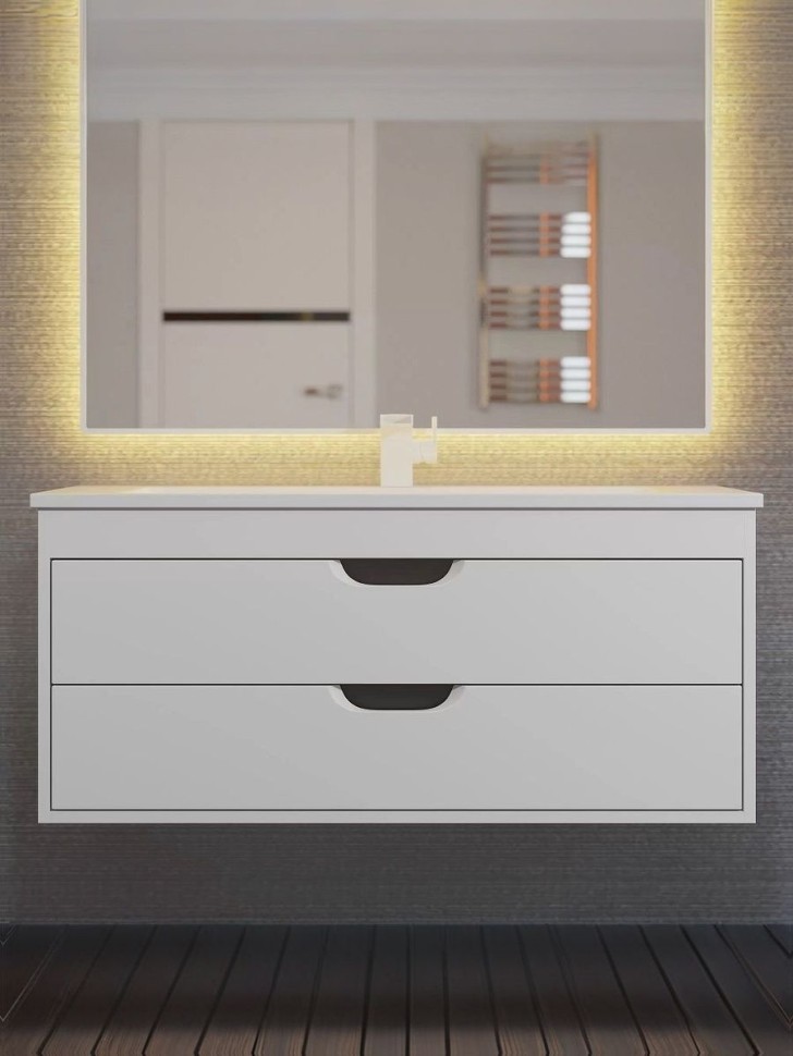 Тумба под раковину для ванной подвесная Uperwood Modul 95х44,4х55 см, белая/графит