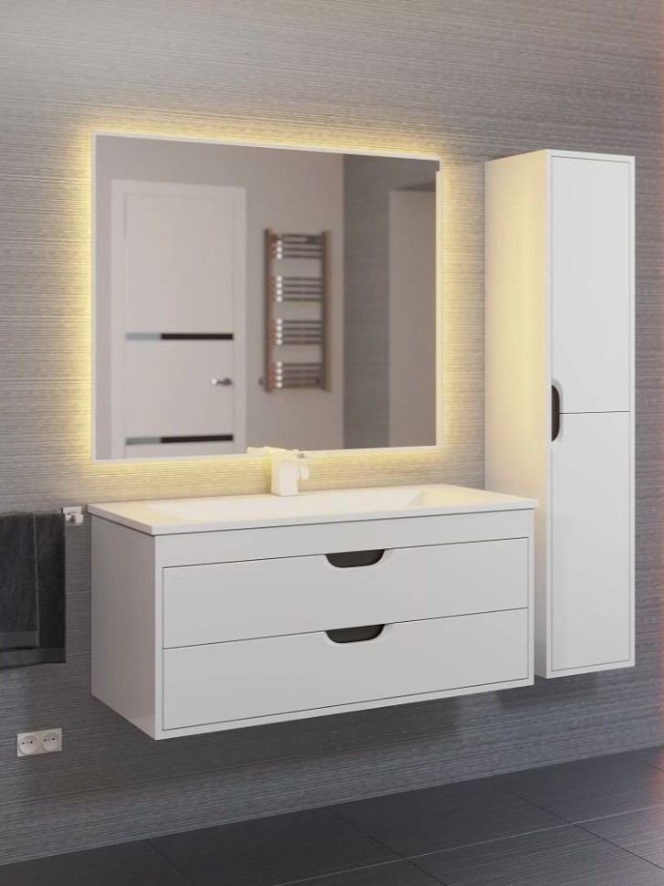 Тумба под раковину для ванной подвесная Uperwood Modul 95х44,4х55 см, белая/графит