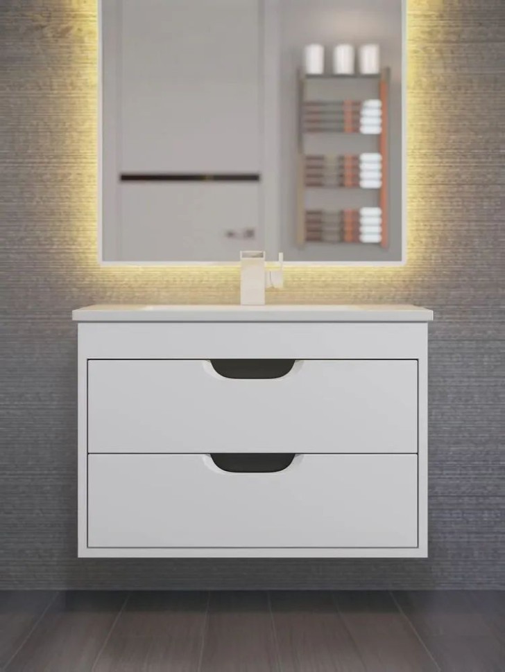 Тумба под раковину для ванной подвесная Uperwood Modul 95х44,4х55 см, белая/графит