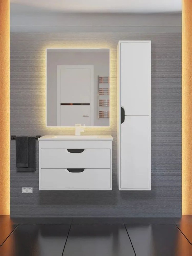 Тумба под раковину для ванной подвесная Uperwood Modul 95х44,4х55 см, белая/графит