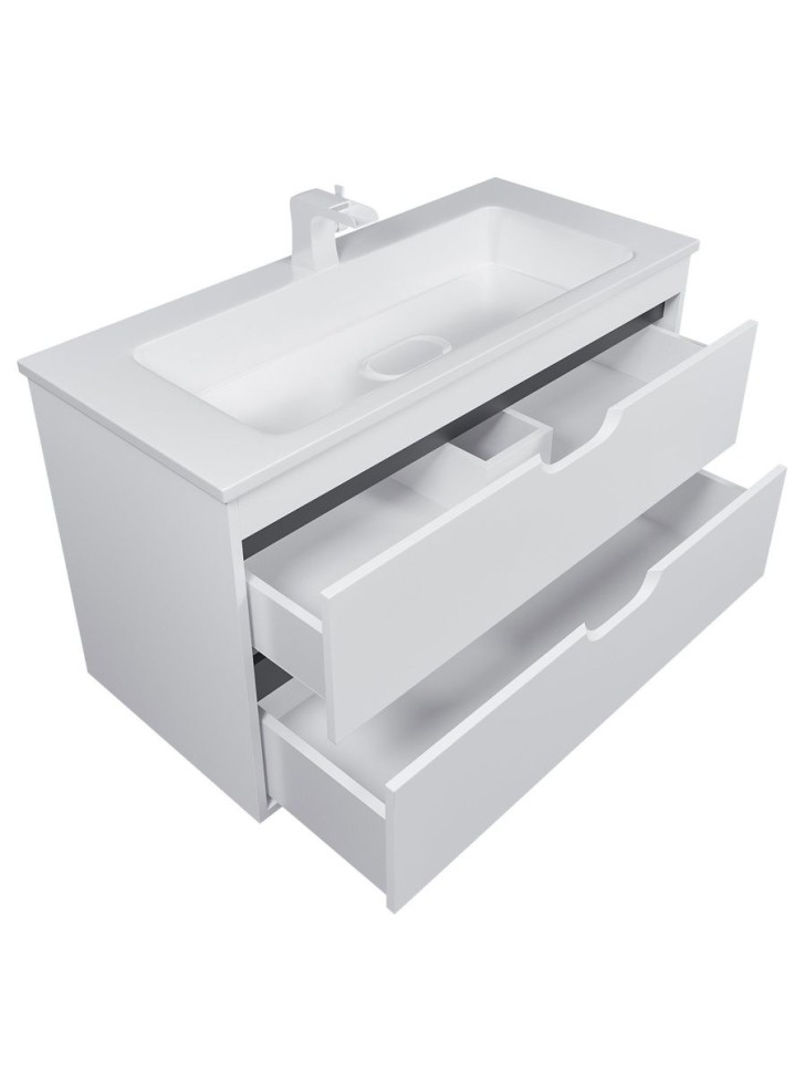 Тумба под раковину для ванной подвесная Uperwood Modul 95х44,4х55 см, белая/графит