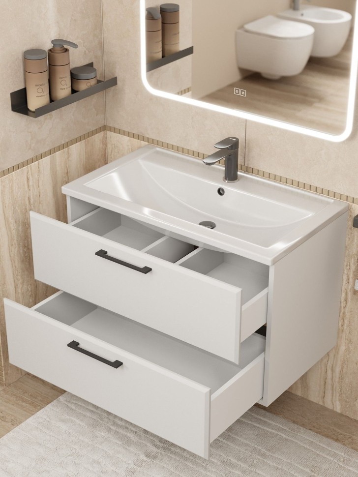 Тумба под раковину Uperwood Foster NEW 80 см, подвесная, белая