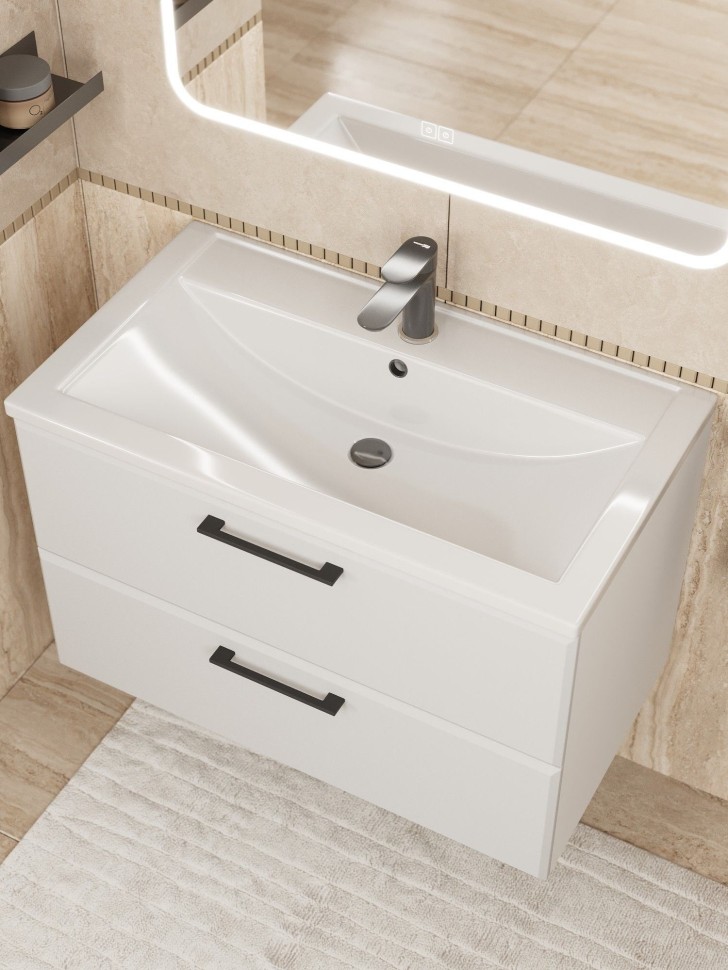 Тумба под раковину Uperwood Foster NEW 80 см, подвесная, белая