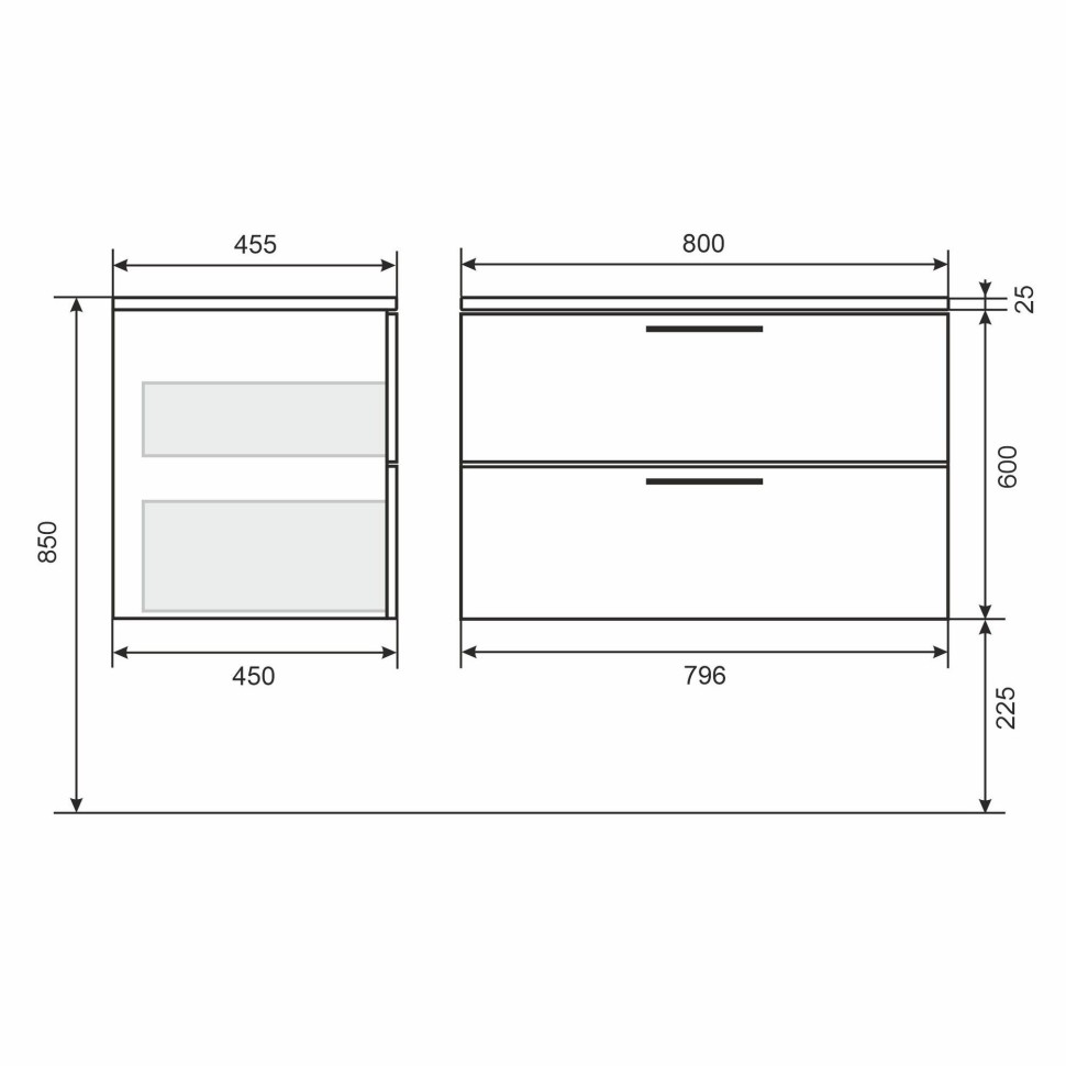 Тумба под раковину Uperwood Foster NEW 80 см, подвесная, белая