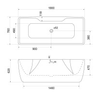 Акриловая ванна BELBAGNO BB110-180-76