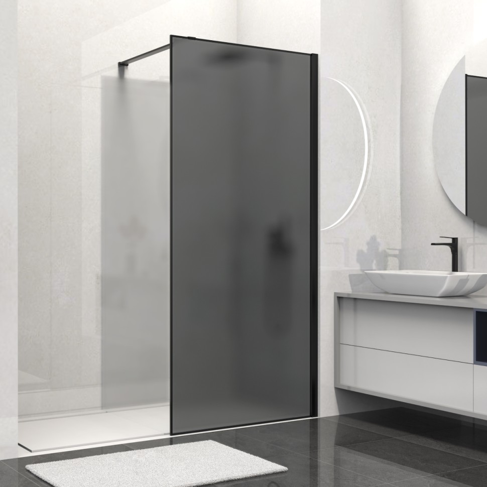 Душевая перегородка Walk-In VSW-1HS100GFB, 1000*2000, черный матовый, стекло матовое тонированное
