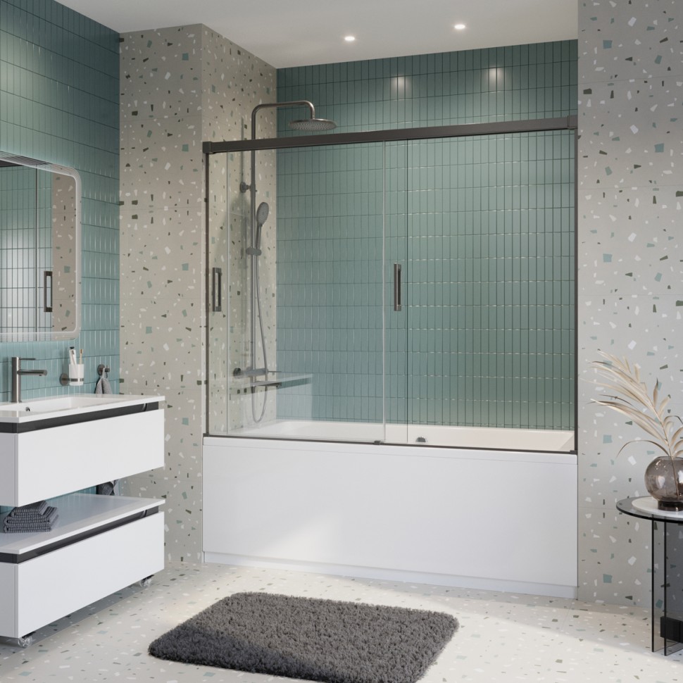 Душевая шторка на ванну CEZARES TANDEM-SOFT-VF-2-180/145-C-GM-IV