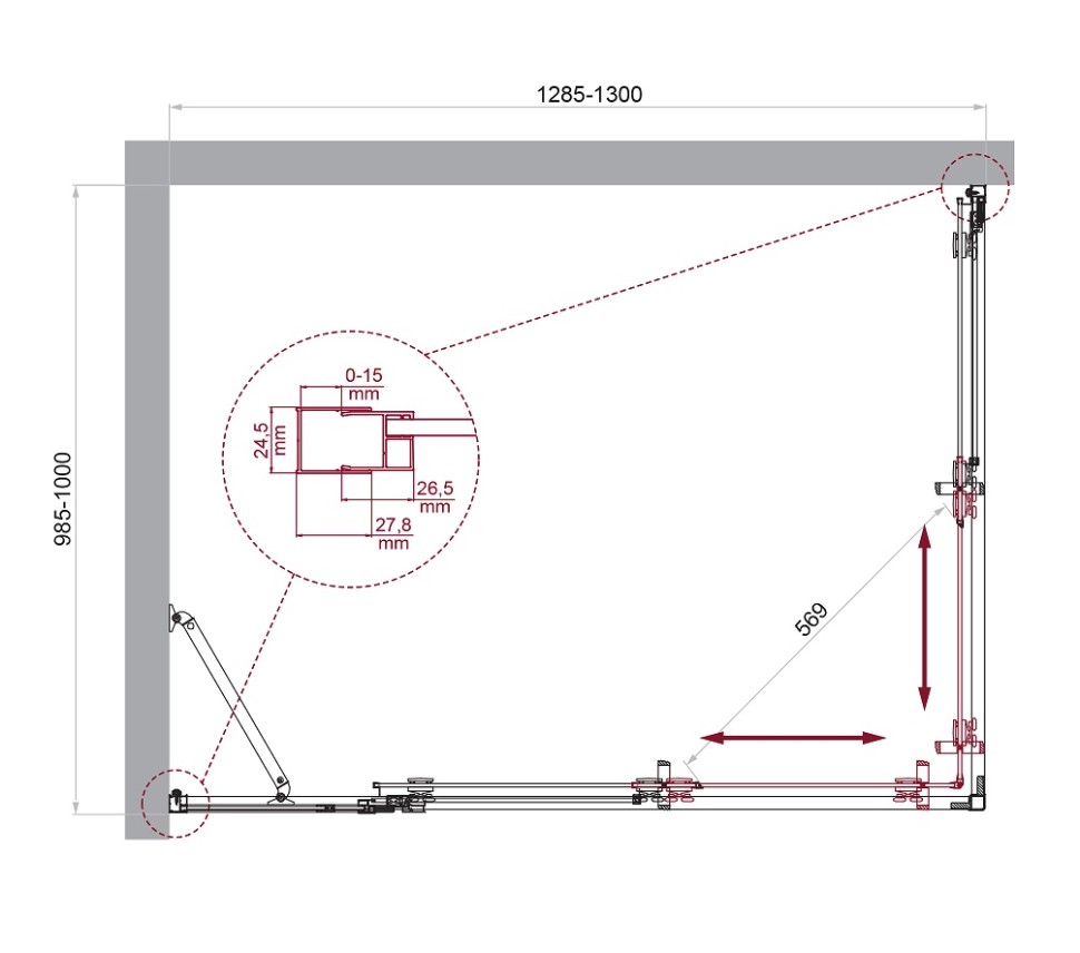 Душевой уголок BelBagno LUCE-AH-21-130/100-C-Cr
