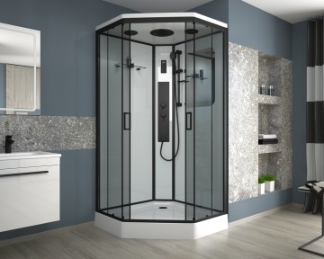 Душевая кабина Niagara Premium NG-6901-01GD BLACK (90х90х220) низкий поддон(16см),черный,стекло тонированное,4 места