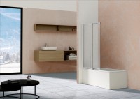 Душевая шторка на ванну VSB-1E100CLBN, 1000*1450, брашированный никель, стекло прозрачное