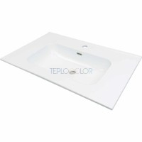 Керамическая раковина, впускаемая, с бортиком для смесителя - 80 cm