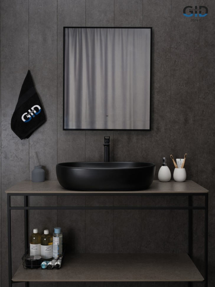 Раковина Gid Bm9026a 53369 накладная черная матовая 60x40x15