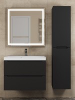 Зеркало шкаф с подсветкой в ванную 70 см, Uperwood Tanos, черное