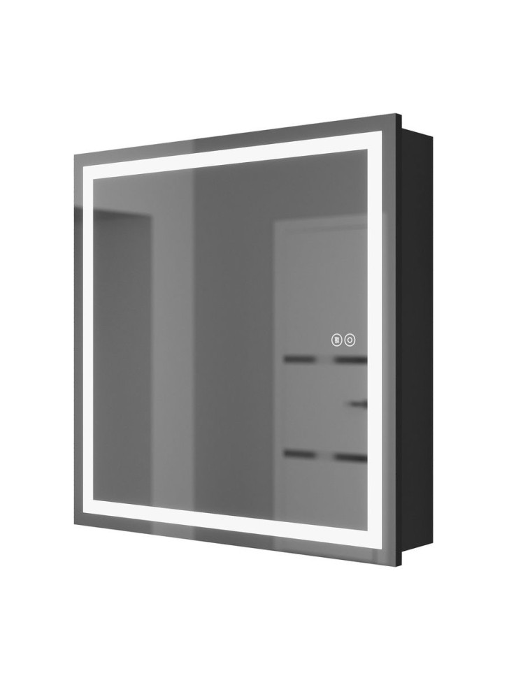 Зеркало шкаф с подсветкой в ванную 70 см, Uperwood Tanos, черное