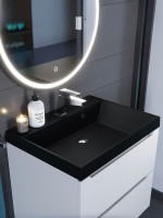 Раковина для ванной 60 см, Uperwood Classic Quartz, кварцевая, черная матовая, космос