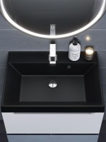 Раковина для ванной 60 см, Uperwood Classic Quartz, кварцевая, черная матовая, космос