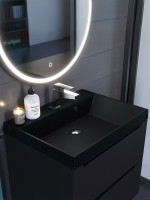 Раковина для ванной 60 см, Uperwood Classic Quartz, кварцевая, черная матовая, космос