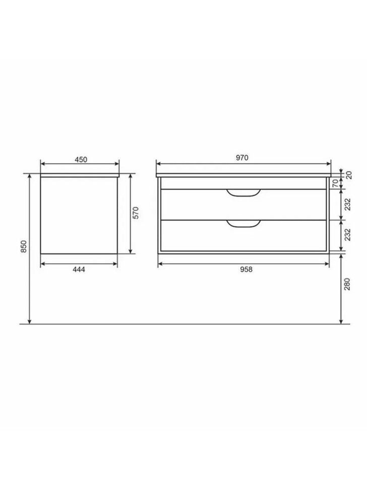 Тумба под раковину для ванной подвесная Uperwood Modul 95х44,4х55 см, чернаяатовая