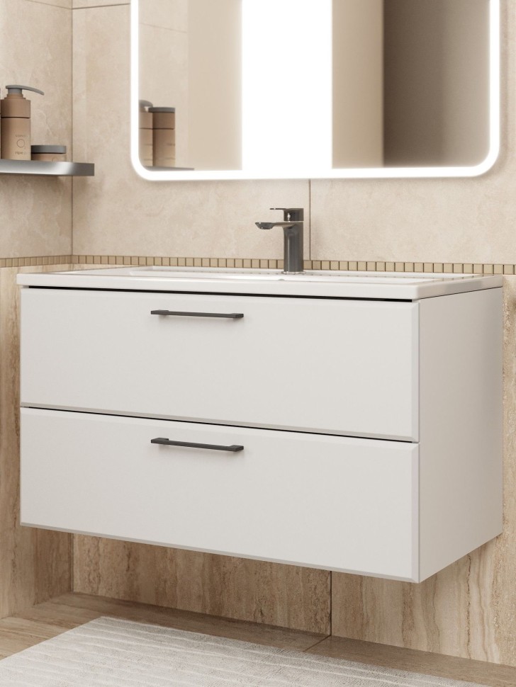 Тумба под раковину Uperwood Foster NEW 90 см, подвесная, белая