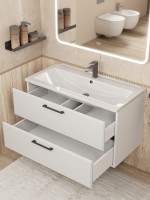 Тумба под раковину Uperwood Foster NEW 90 см, подвесная, белая