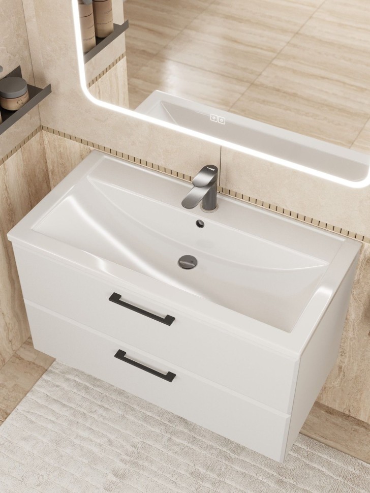 Тумба под раковину Uperwood Foster NEW 90 см, подвесная, белая