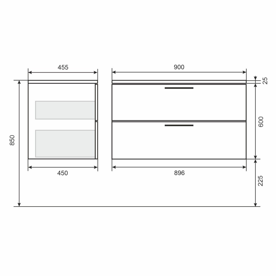 Тумба под раковину Uperwood Foster NEW 90 см, подвесная, белая