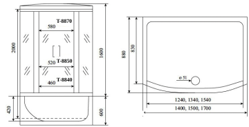 Timo Comfort Т-8870 Fabric Glass душевая кабина 170*88*220