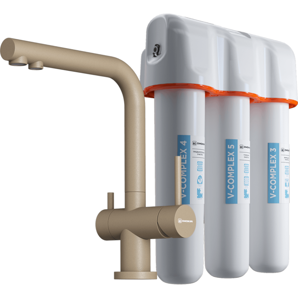 Комплект смеситель+фильтр Omoikiri Nagano-CA-P + Pure drop Lite