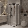 Душевое ограждение Niagara Nova NG-6823-34ВLACK (90х90х195) квадрат,черный матовый,двери раздвижные,стекло прозрачное,1 место