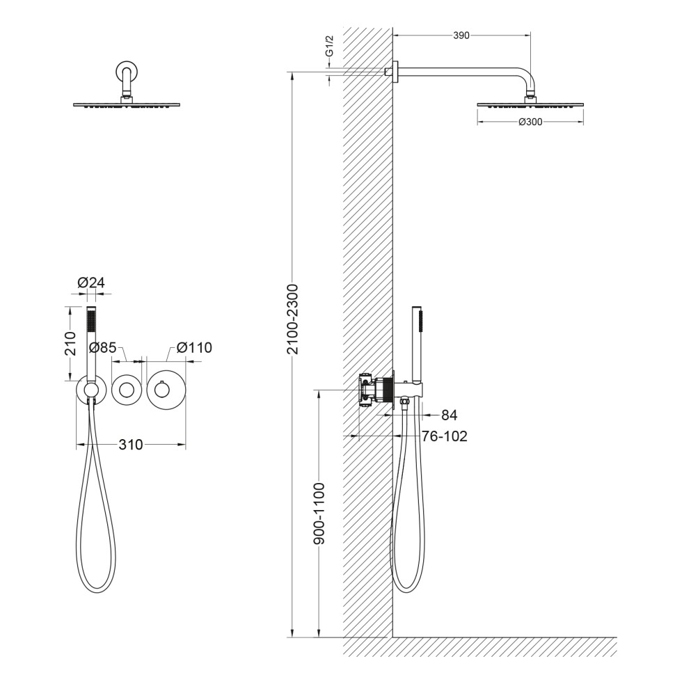 Душевая система встроенная с термостатом Timo Saona SX-2359/13SM никель