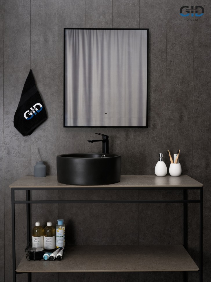 Раковина Gid N9130bg 53382 накладная черная графит 41.5x41.5x16.5