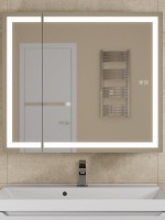 Зеркало шкаф с подсветкой в ванную 80 см, Uperwood Tanos, белое