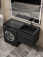 Раковина над стиральной машиной Uperwood Cosmos Quartz 120 см, правая, крыло слева, уголь