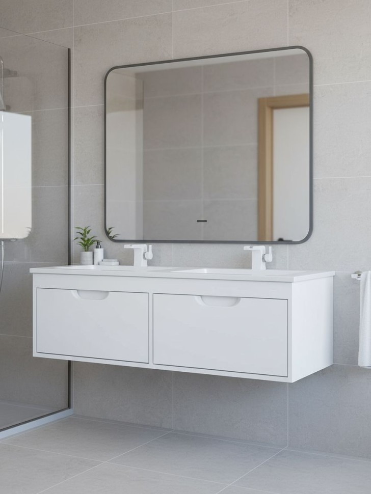 Тумба под двойную раковину Uperwood Modul 120 см, подвесная,атовая, белая