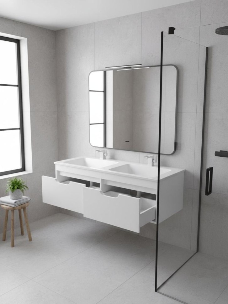 Тумба под двойную раковину Uperwood Modul 120 см, подвесная,атовая, белая