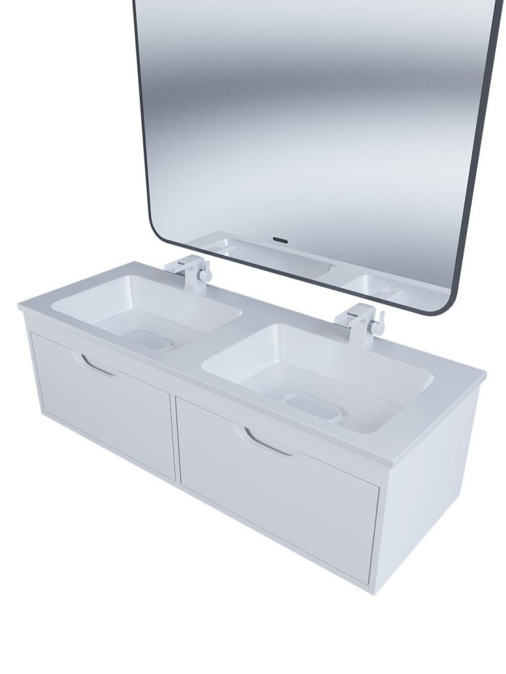 Тумба под двойную раковину Uperwood Modul 120 см, подвесная,атовая, белая