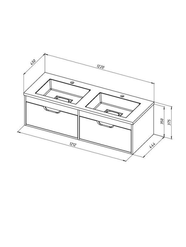 Тумба под двойную раковину Uperwood Modul 120 см, подвесная,атовая, белая
