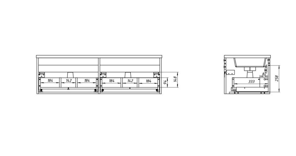 Тумба под двойную раковину Uperwood Modul 120 см, подвесная,атовая, белая