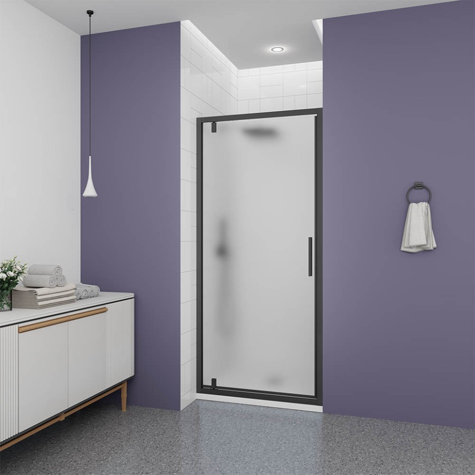 Душевая дверь Veconi Ottimo P30 B, 900x1900, черный матовый, стекло матовое