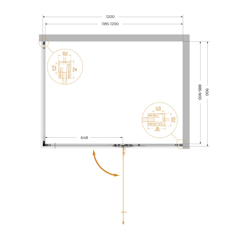 Душевой уголок Cezares LINER-AH-1-120/90-C-GM-R