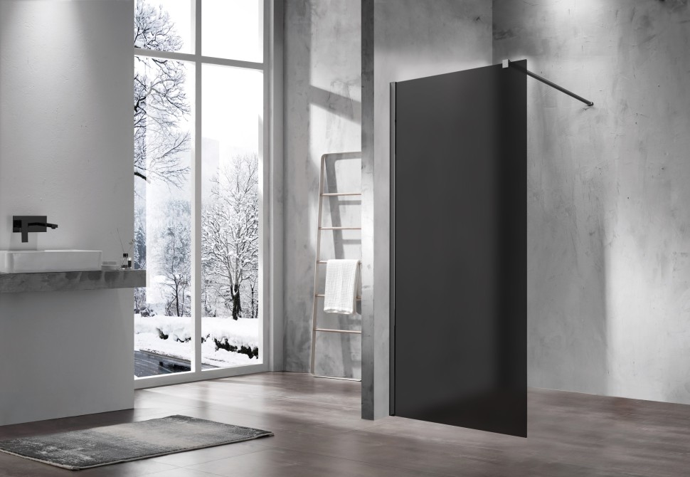 Душевая перегородка Walk-In VSW-1H100GFGM, 1000*2000, вороненая сталь, стекло матовое тонированное
