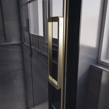 Душевой угол Veconi Premium Trento PTC-SP-40G, 1400х900x2000, брашированное золото, стекло прозрачное