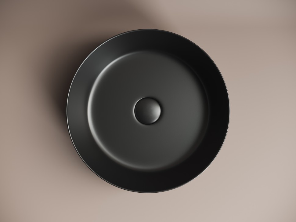 Умывальник чаша накладная круглая (цвет Черный Матовый) Element 390x390x120мм