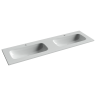 Раковина накладная мебельная CERAMICANOVA Grace прямоугольная 1610x457x137 с двумя чашами и отверстиями под смеситель цвет белый CN7023