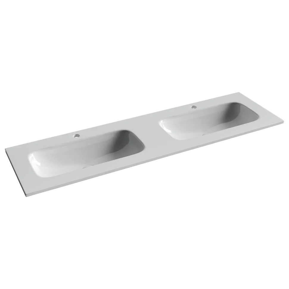 Раковина накладная мебельная CERAMICANOVA Grace прямоугольная 1610x457x137 с двумя чашами и отверстиями под смеситель цвет белый CN7023