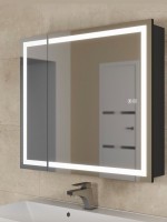 Зеркало шкаф с подсветкой в ванную 80 см, Uperwood Tanos, черное