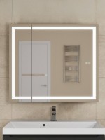 Зеркало шкаф с подсветкой в ванную 80 см, Uperwood Tanos, черное