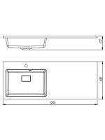 Раковина над стиральной машиной Uperwood Cosmos Quartz 120 см, левая, крыло справа, серый шелк